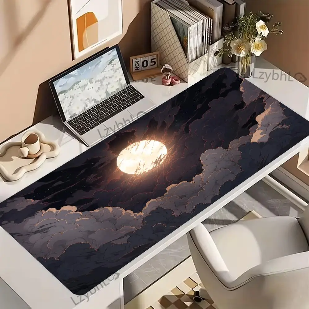 

Cartoon Moon Mouse Pad Anime Laptop Gaming Keyboard Rug XXL Decorate desktop Mousepad PC Accessories Gamer Cabinet Long Desk Mat