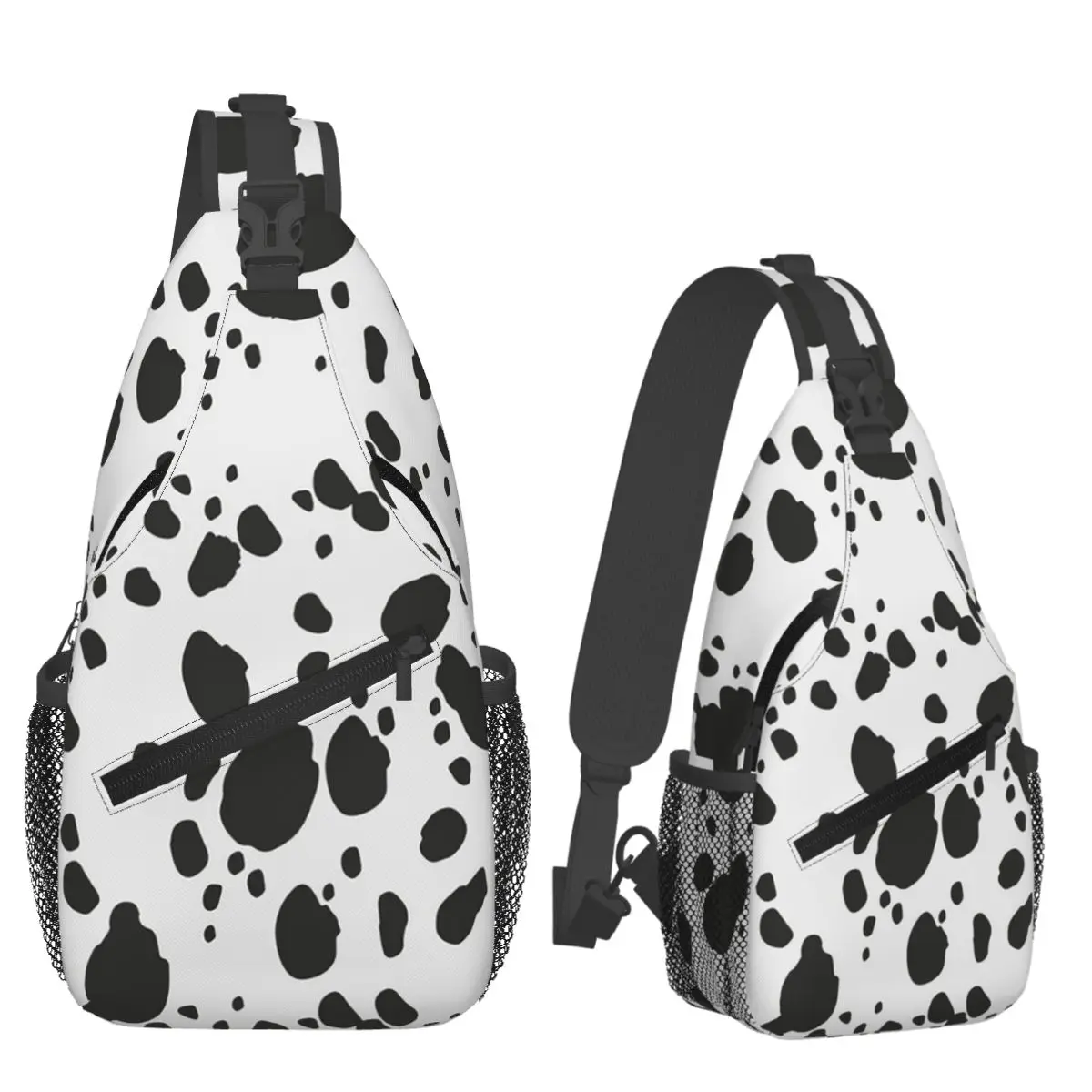 Black And Amp White Animal Print Dalmatian Dog Print Chest Bag Men Sling Crossbody Backpack Chest Bag Daypack Shoulder Bag