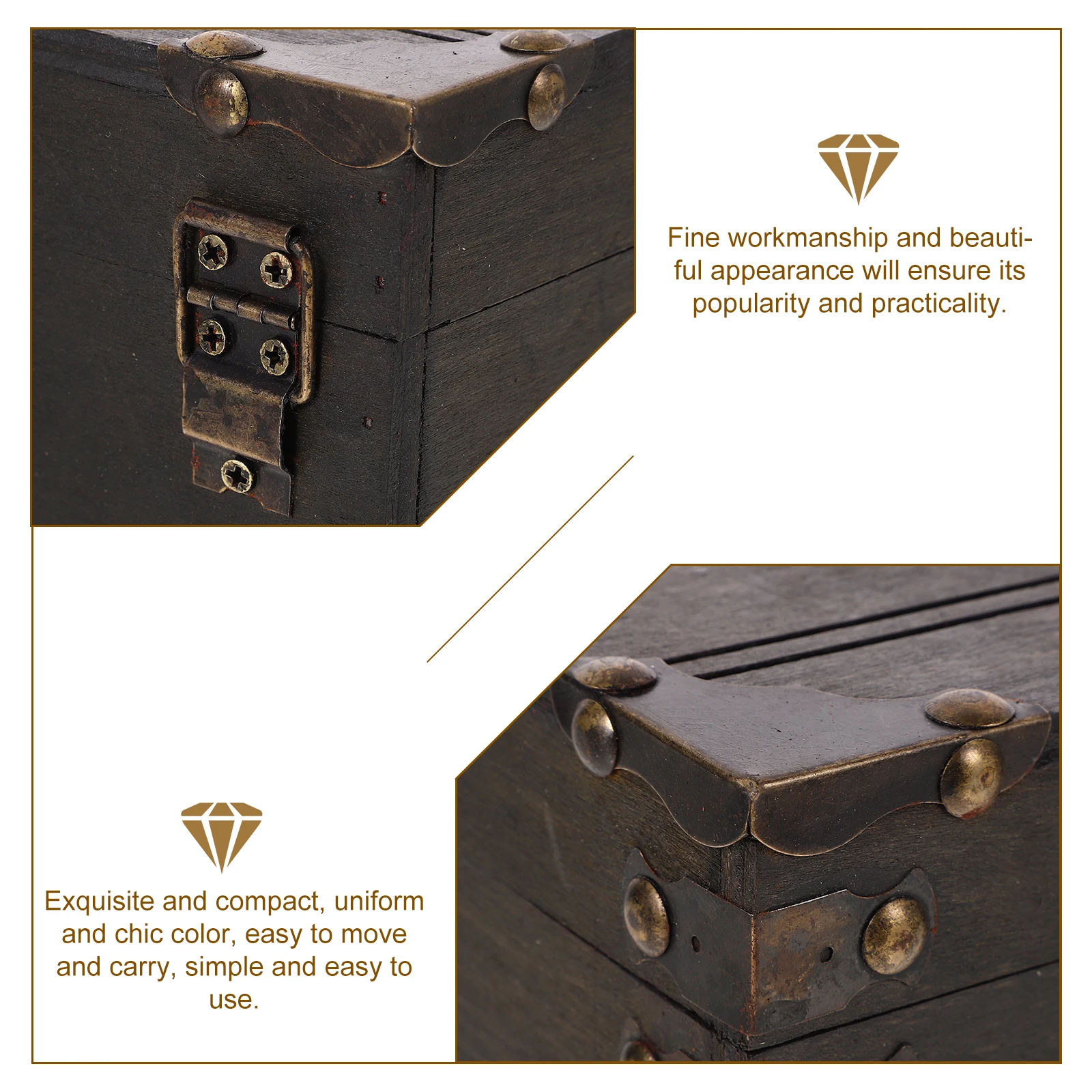 

Wooden Treasure Chest 6400b-01 A with Lock Pirate Party Jewelry Organizer Retro Style Storage Case for Kids Toys Vintage Gray