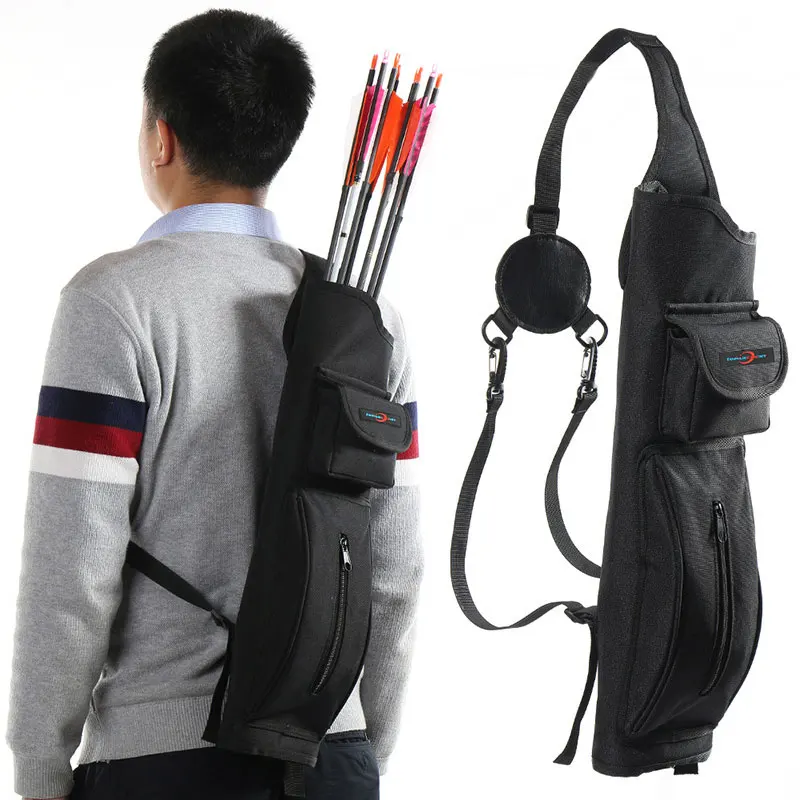 

Archery Quiver Bag Portable Canvas Shoulder Bag Adjustable Strap Arrows Holder Pocket for Outdoor Archery Hunting (No Arrows)