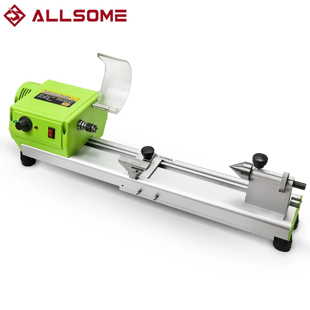 Allsome Mini Benchtop Wood Lathe,BG-3306 Variable Speed MICRO Woodturning Lathe Grinding Polishing Beads Drill Rotary Tool Set