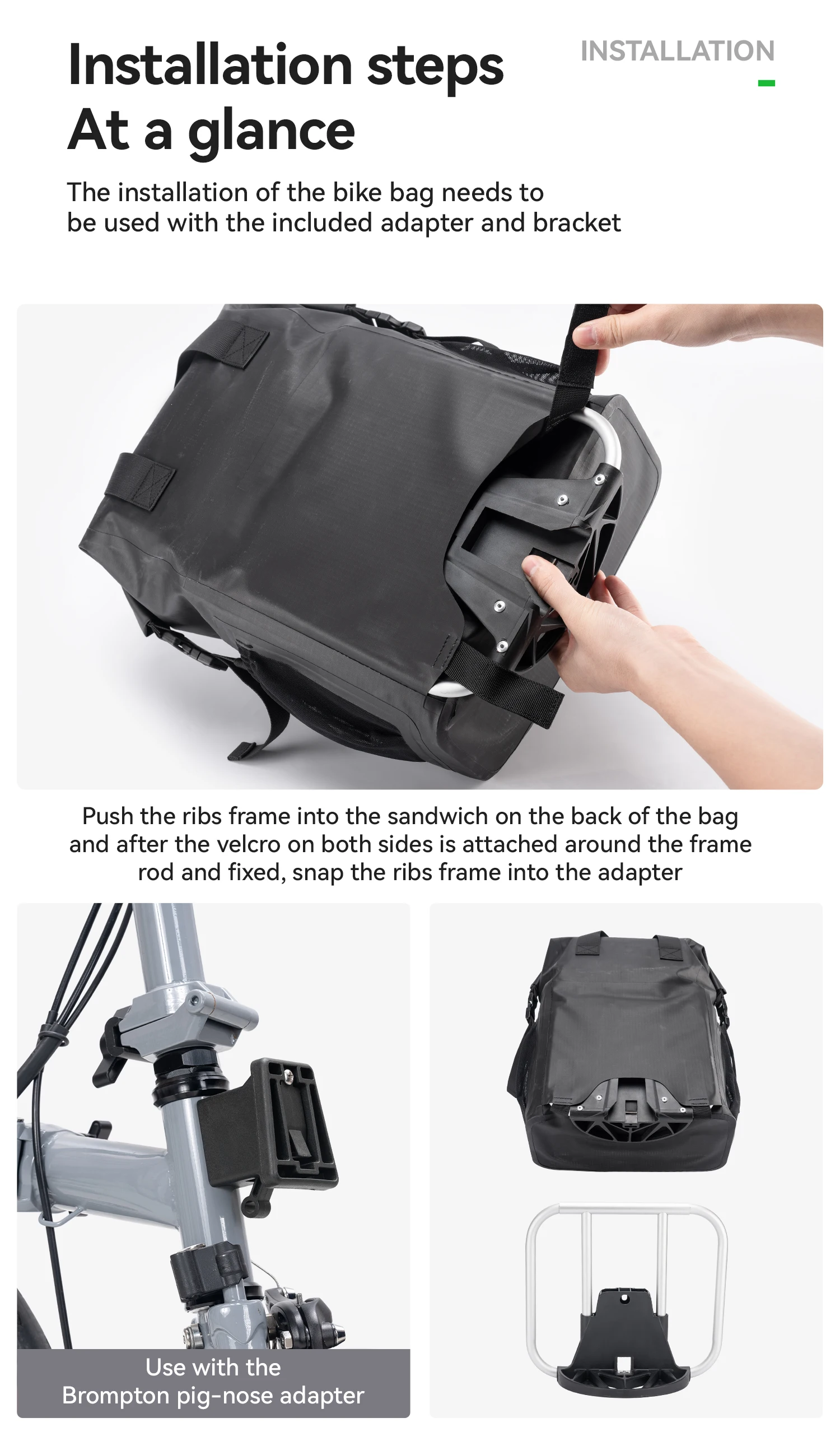 ROCKBROS Bike Front Bag 18L Capacity Quick Install Folding Bike Handlebar Bag with Shoulder Strap Multifunctional Cycling Bag