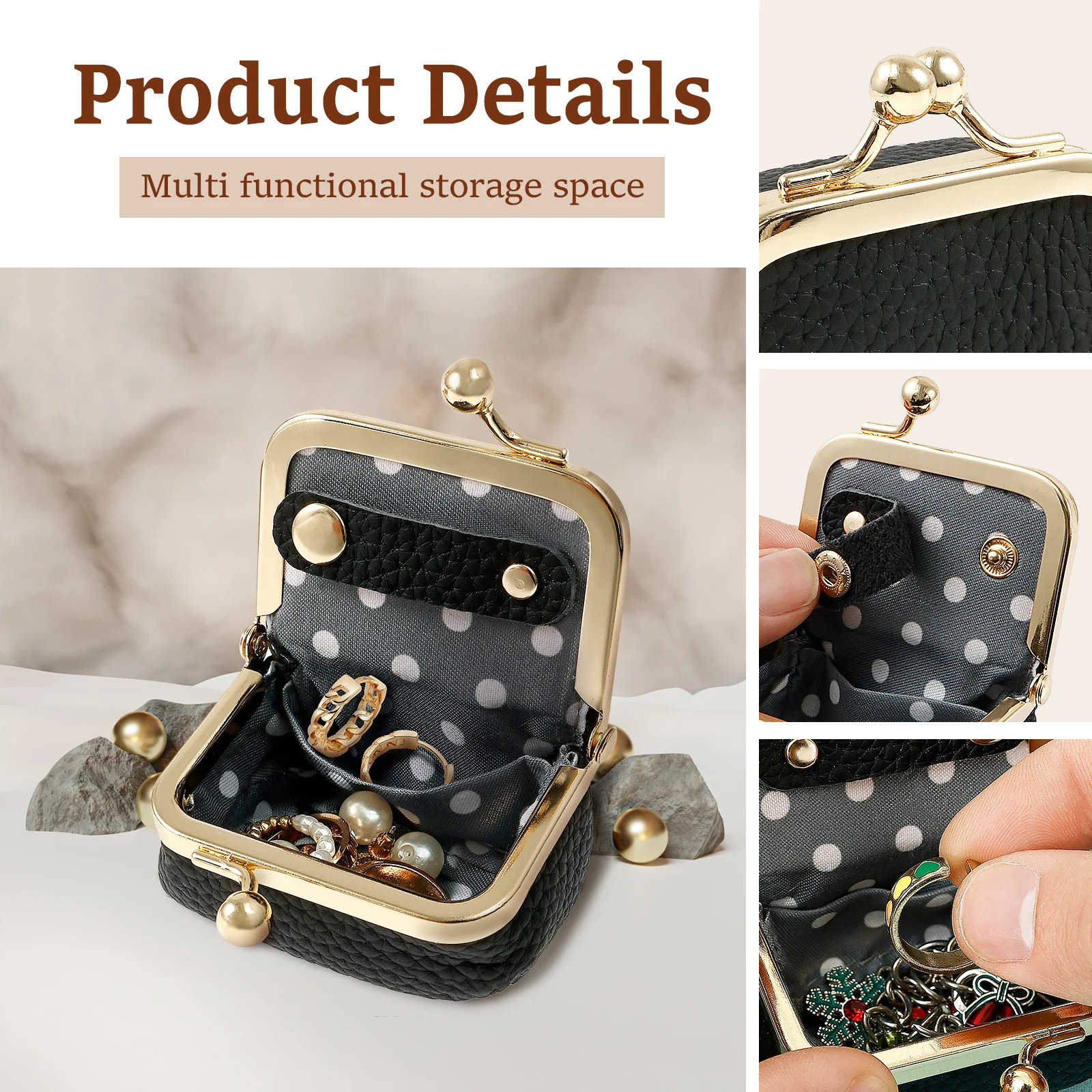 Vintage Leather Mini Jewelry Box Portable Travel Jewelry Case with