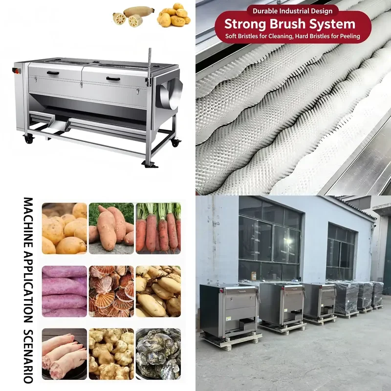 Popular Potato Washing Machine Shredder Vegetable Slicer Peeling and Slicing Device for Home Kitchen Use Efficient Food Prep
