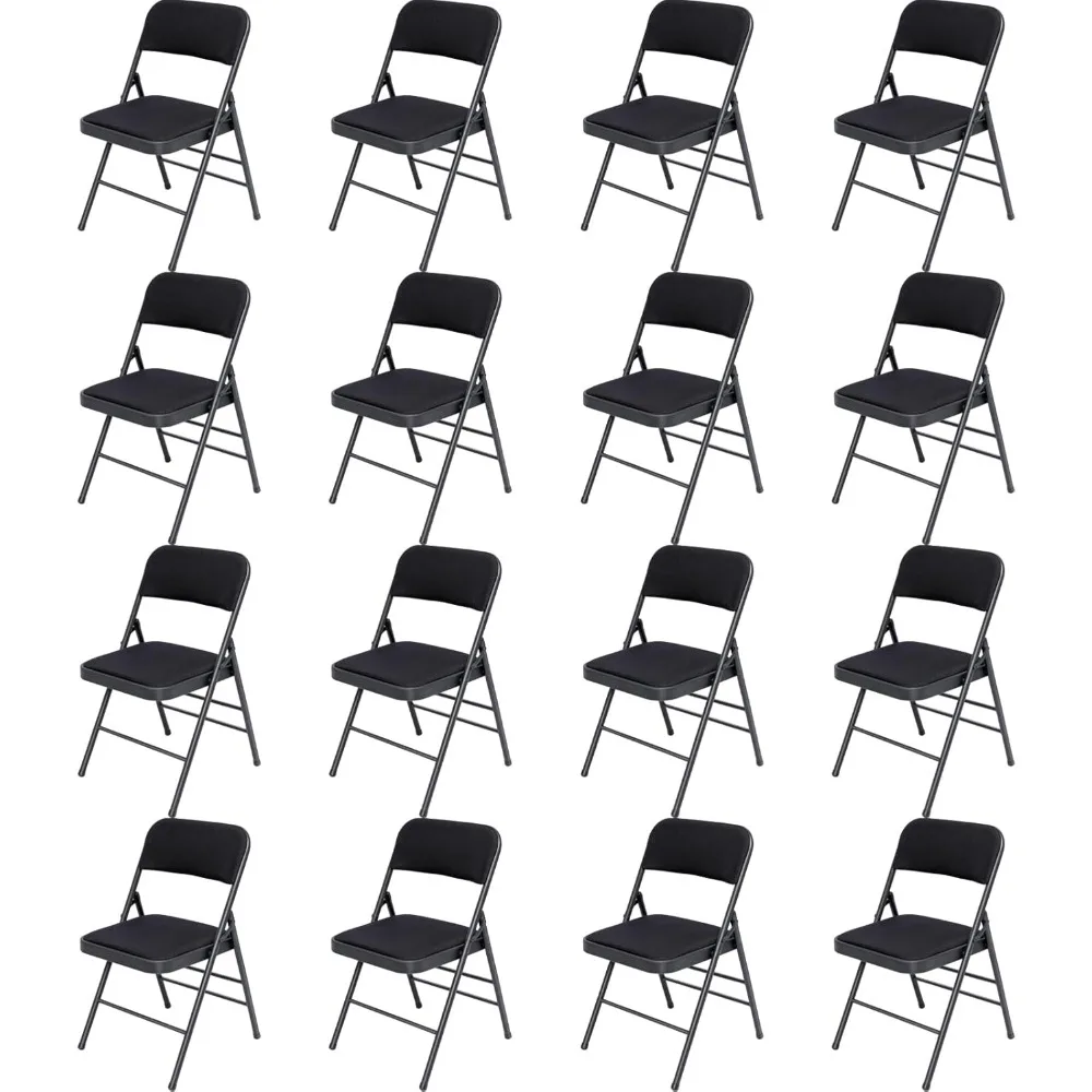

16 Pack Fabric Folding Chairs with Padded Cushion and Back, Commercial Stackable Padded Folding Chairs with Reinforced Metal Fr