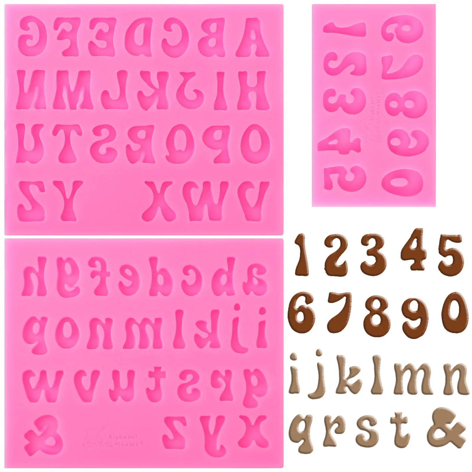3Pcs Silicone Chocolate Molds Letters Numbers Set Versatile Baking Molds Food Grade Heat Resistant Flexible Demolding for Candy view 3