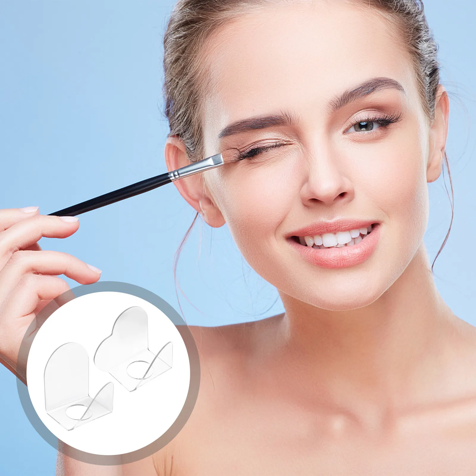 

2 шт. прозрачные акриловые портативные палетки для макияжа с эргономичным дизайном для смешивания, контурирования, нанесения тонального крема, помады, для салонов красоты