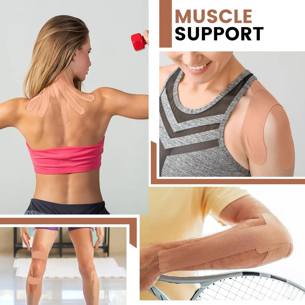 Vorgeschnittene Kinesiologie-Tape-Streifen 10/20 Stück, Elastisches Kinetisches Sporttape, Muskelunterstützungstape für Knie-Training & Fitness – Detail 6