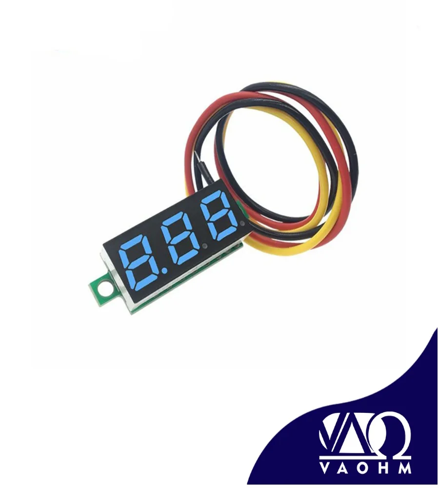 0.28 Inch 3-Wire Adjustable Voltmeter DC 0V-100V Blue Green Red Yellow Digital LED Display
