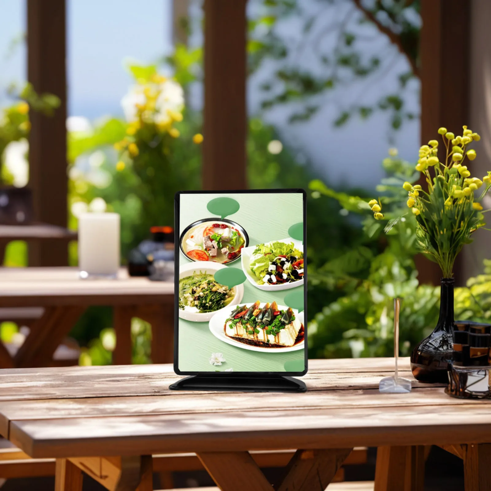 

A4 Transparent Double Sided Menu Display Stand Adjustable Base Tabletop Plastic Sign Holder Business Card Holder