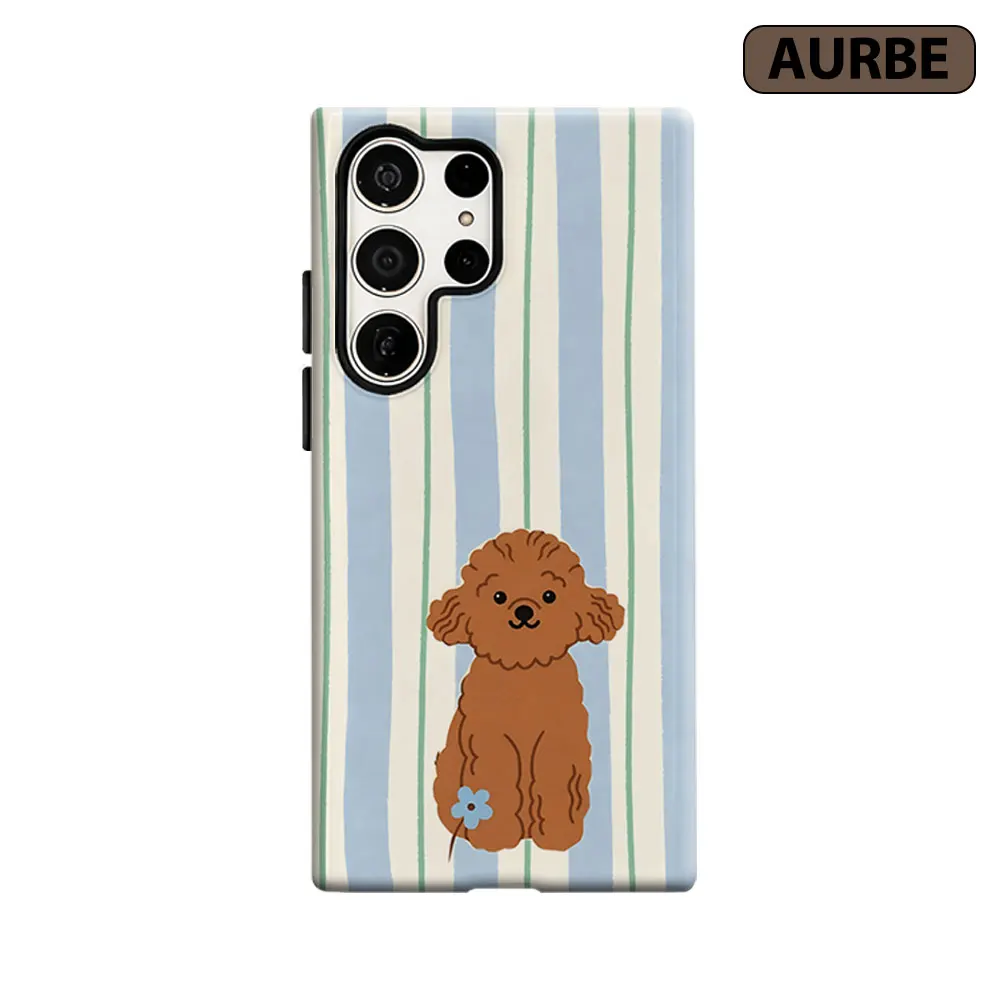Poodle Stripe Phone Case For Samsung Galaxy S26 S25 S24 S23 Ultra Plus HD Hard Double Layer Film Cover