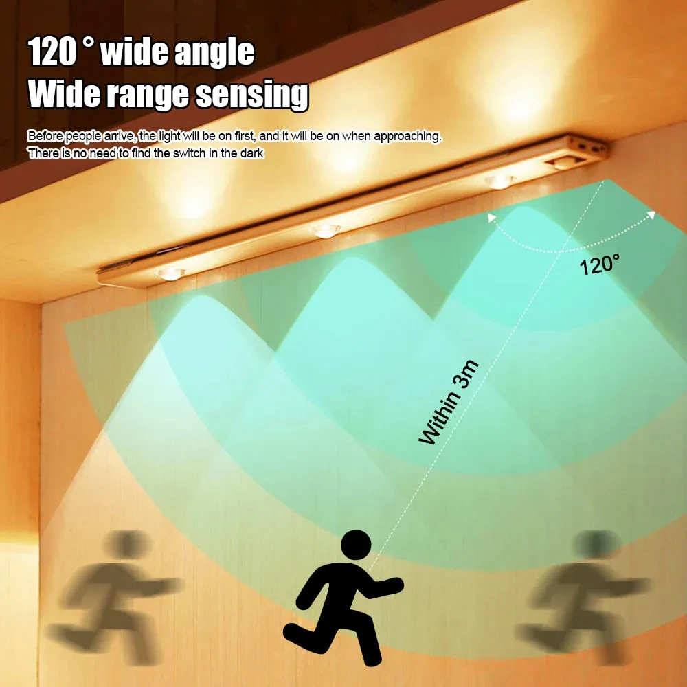 LED Sensor Lamp Cabinet Light Charging/plug-in Dual-purpose Motion Sensor Ultra-thin Lamp Kitchen Wardrobe decoration Lighting