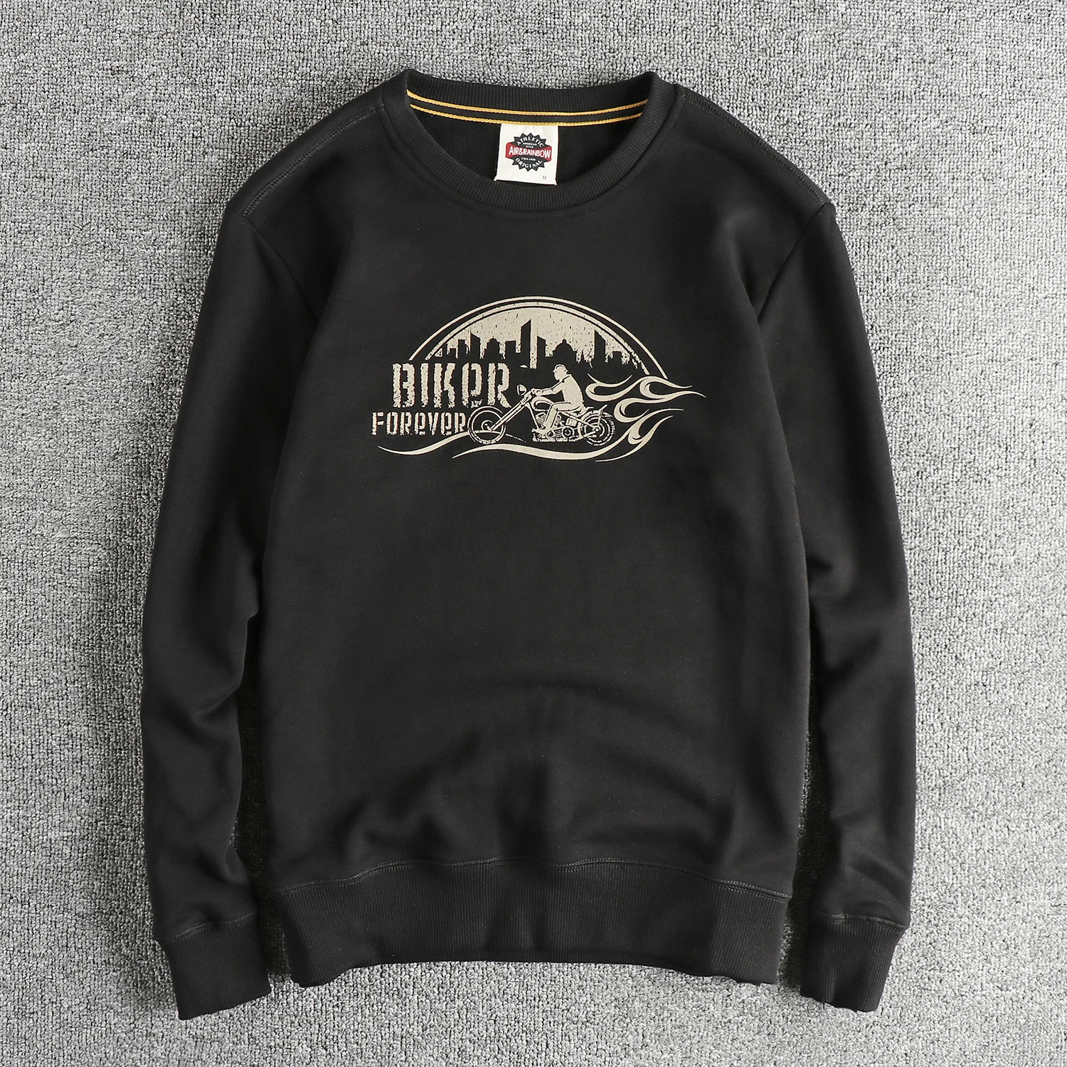 

Autumn And Winter New American Retro Sweatshirts Motorcycle Printed Men's Fashion Washed Hoodies Casual High Quality Pullovers