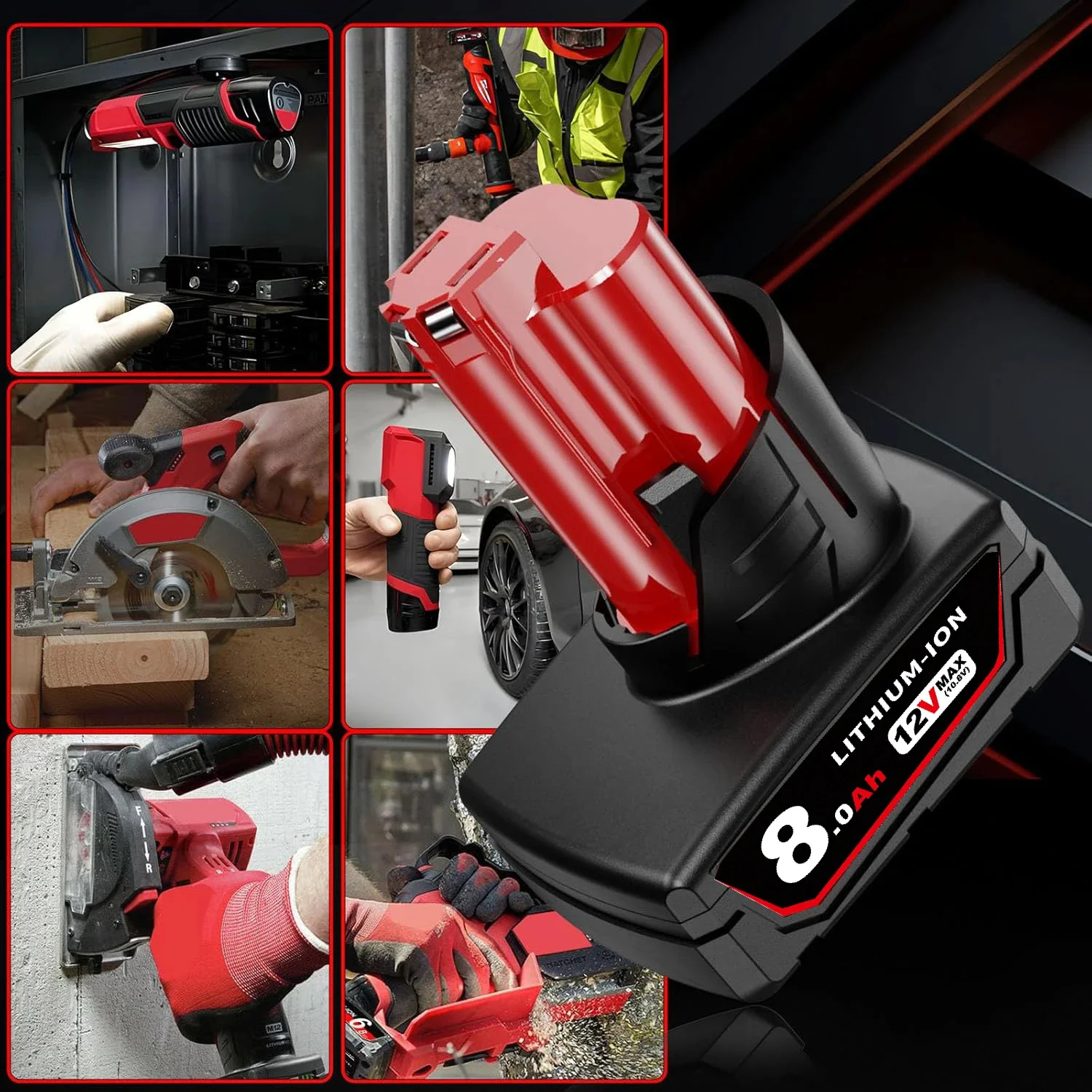 1/2/4 Uds 8.0Ah M12 reemplazar para Milwaukee 12v Pin de batería + cargador de M12-18C Compatible con herramienta 48-11-2420 48-11-2411 48-11-2440