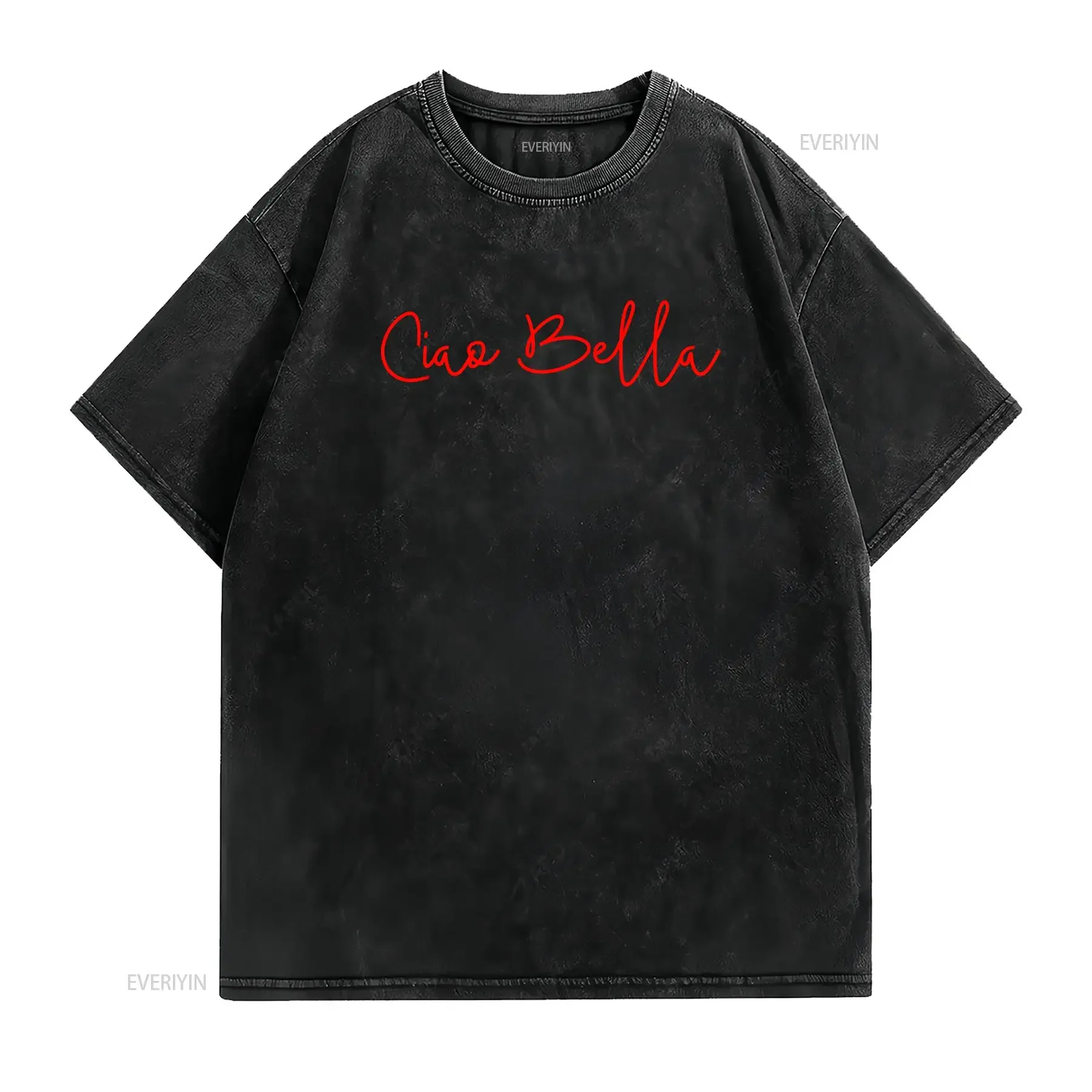 Camiseta com Frase Italiana para Italianos vintage Washed Unisex graphic Versatile designer clothes Soft Slightly fashion