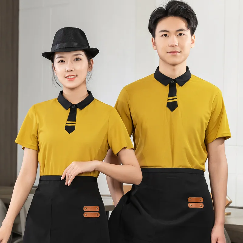 Dining Waiter Workwear Short Sleeve Hotel Chinese Restaurant Hot Pot Restaurant Fast Food Western Restaurant T-shirt Summer Work