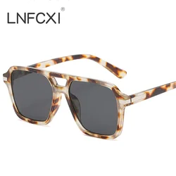 LNFCXI Fashion Pilot Sunglasses Women Men Retro Leopard Oversized Sun Glasses New Brand Gradient Lens Driving Eyeglasses