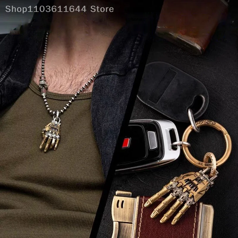 

Fashion Mechanical Bionic Hand Pendant With Chain For Men Women Creative Movable Finger Joints Robot Hand Necklace Jewelry