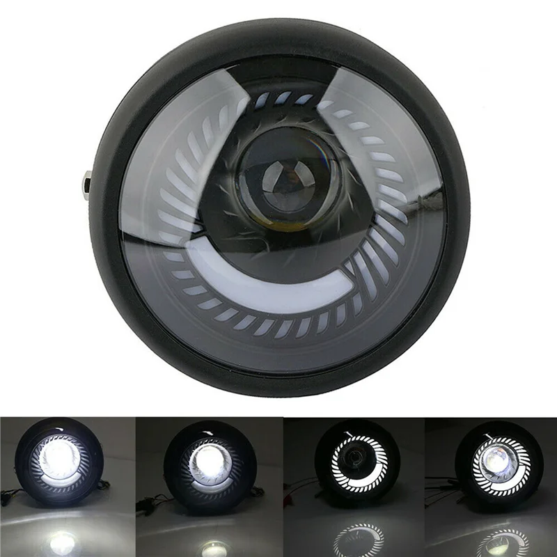 

Universall 3X Motorcycle Cafe Racer Bobber 6.5 Inch Led Headlight Spiral White Side Mount Bracket