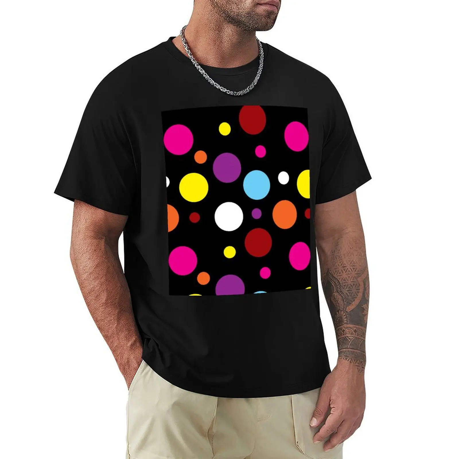 

Black Polka Dots T-Shirt Active Sports Short Sleeve Cotton Shirt
