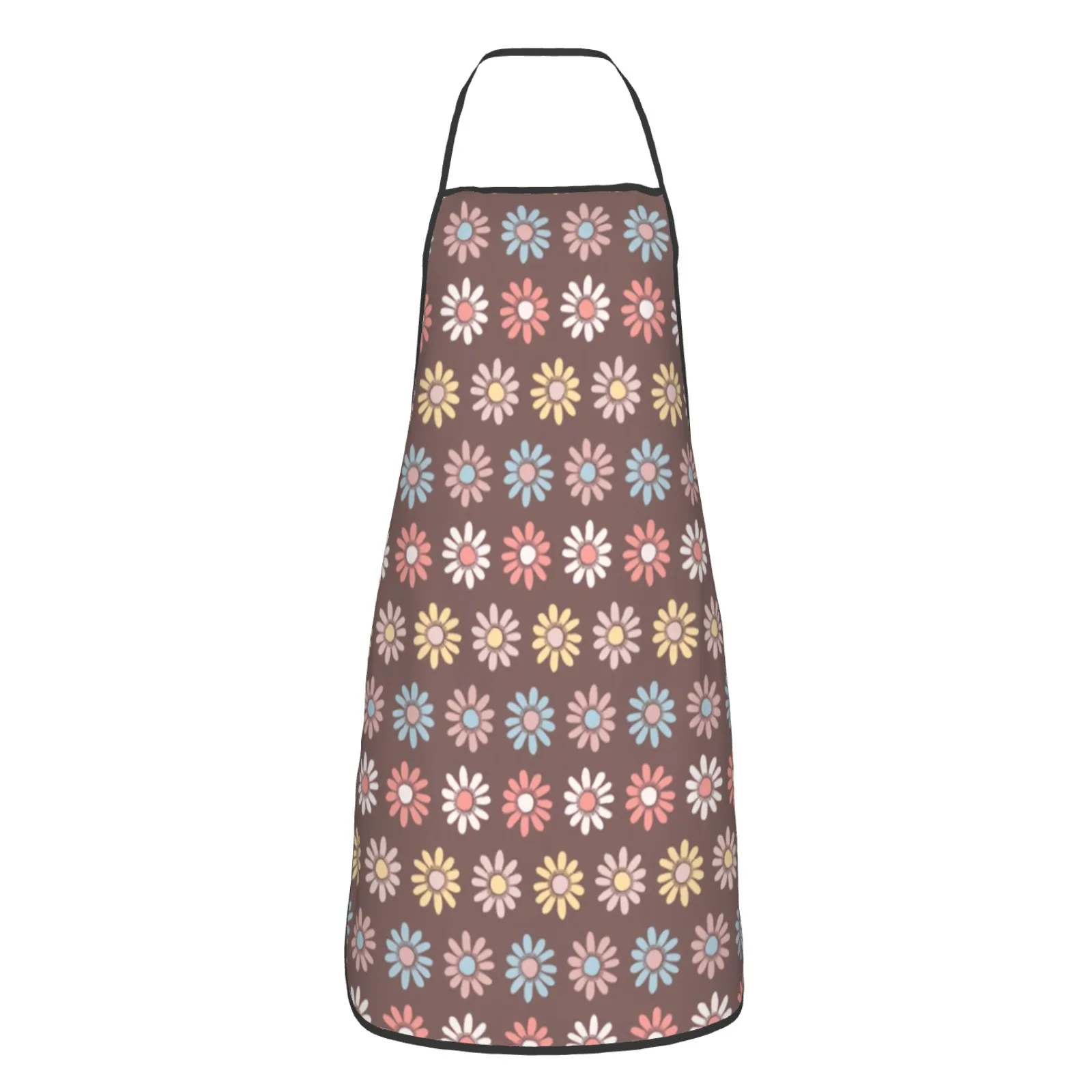 Summer Polyester locking hem Apron Home Cooking Baking Kitchen Colorful Watercolor Flowers Apron