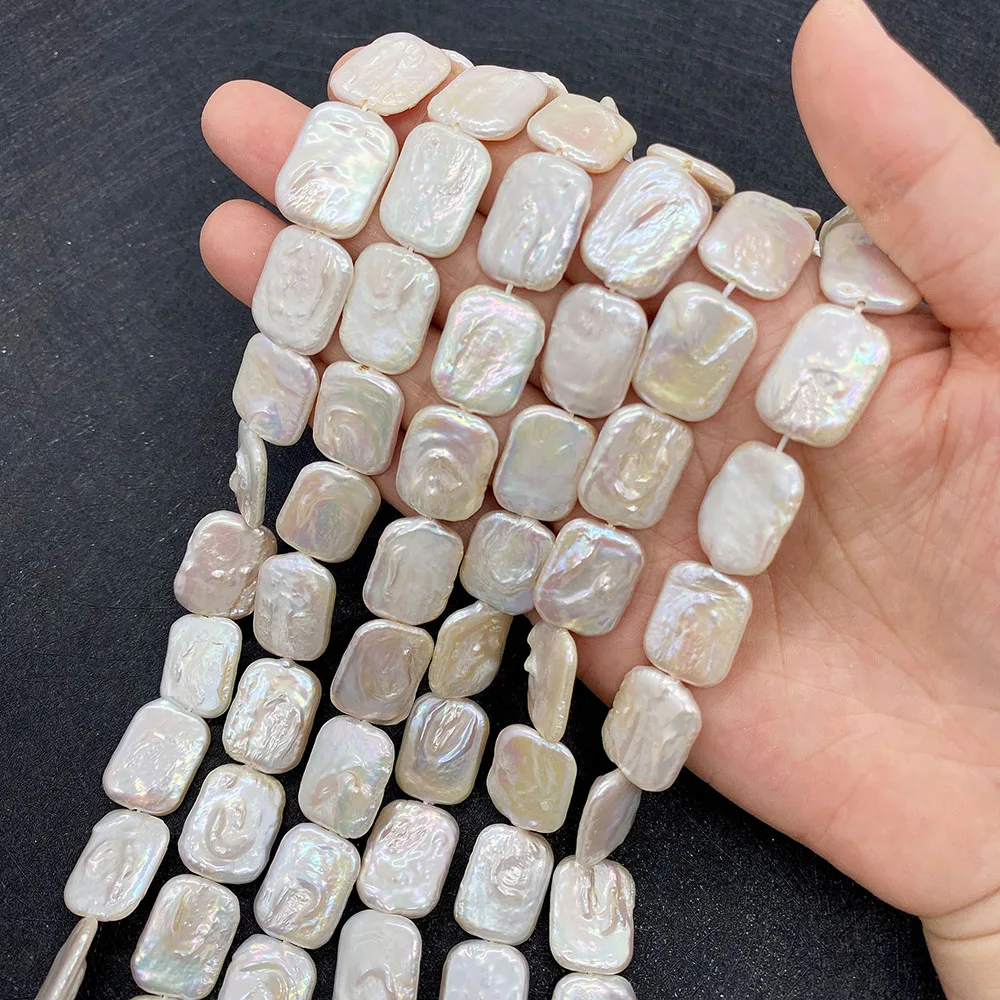 Rectangular Natural Freshwater Pearls White Baroque Pearls For Jewelry Making DIY Necklace Bracelet Earrings Accessories 14x18mm