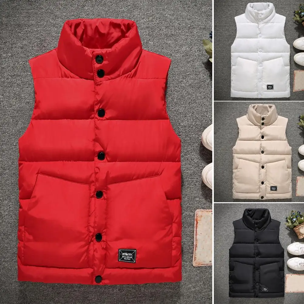 

Vest Men Autumn Winter Warm Sleeveless Waistcoat Cotton Padded Solid Color Coldproof Vest Jacket Men Thickened Vest for Daily