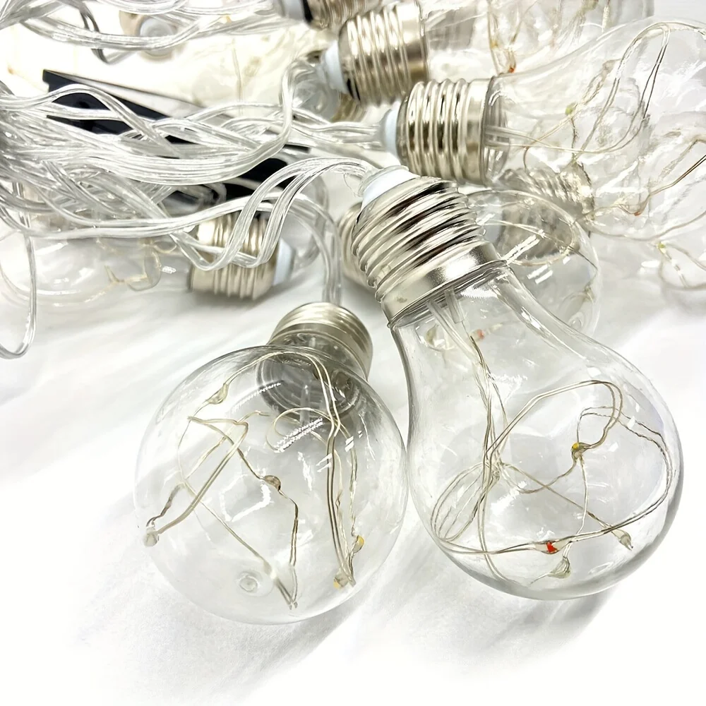 أضواء معلقة على الأسلاك النحاسية LED تعمل بالطاقة الشمسية مع لمبات إديسون للتخييم والحديقة والفناء وحفلات عيد الميلاد والديكور الخارجي #3