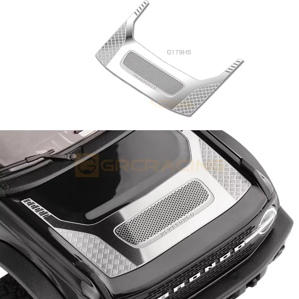 For 1/18 Traxxas Trx-4m Bronco Trx4m Hood Decoration H-style Stainless Steel Simulation Car Shell Metal Protective Sheet G179hs