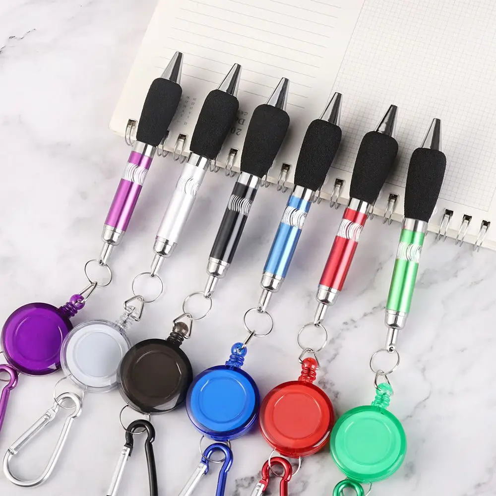 1pc color random Signature Gift Novelty Stationery Anti-Lost Climbing Pen Ballpoint Writing Tool With Ring Pens