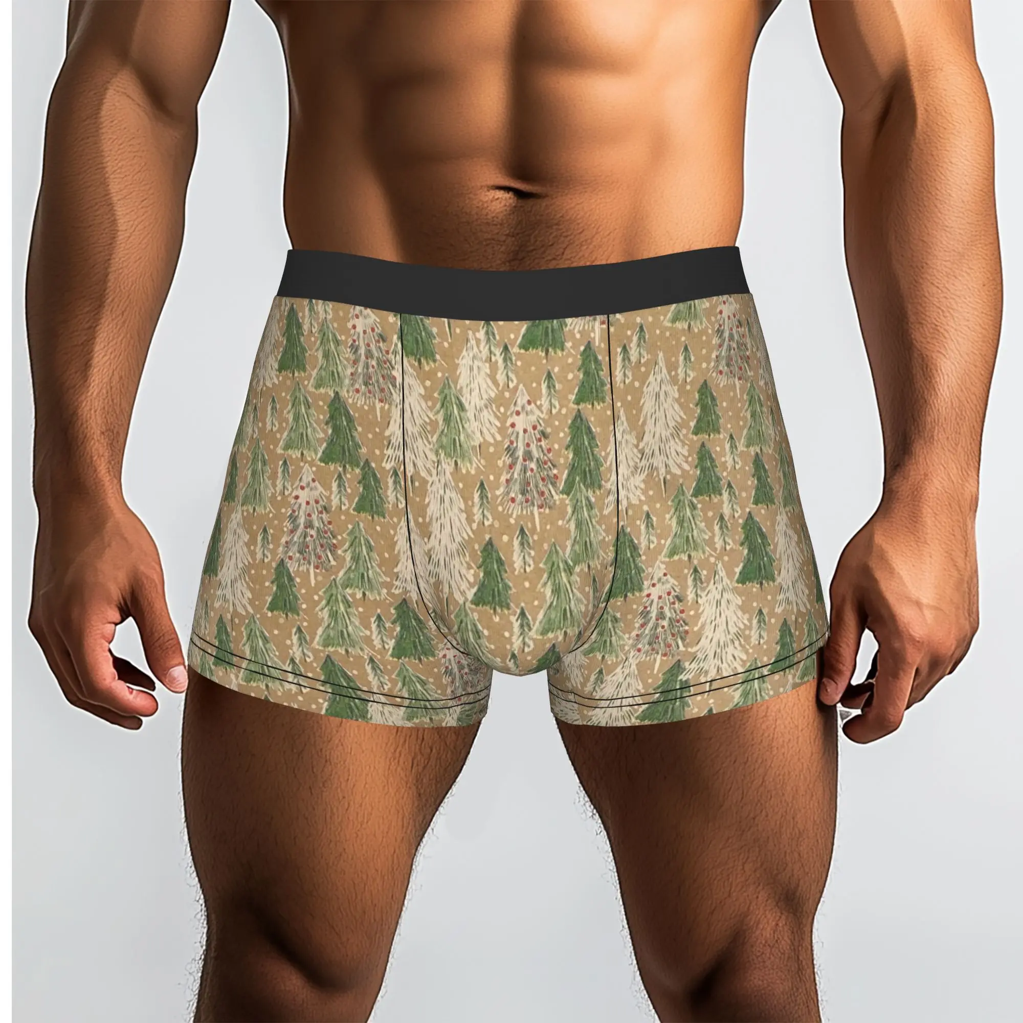 Custom Opulent Tree Kraft Christmas Gift Boxers Shorts Men  Briefs Underwear Cool Underpants