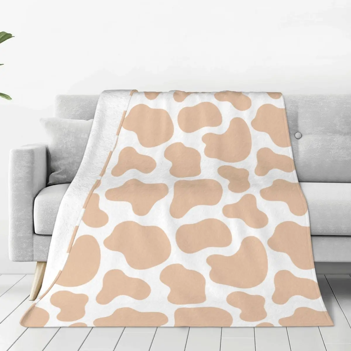 

Brown Cow Print Blanket Fleece Print Multi-function Super Soft Throw Blankets for Home Car Rug Piece