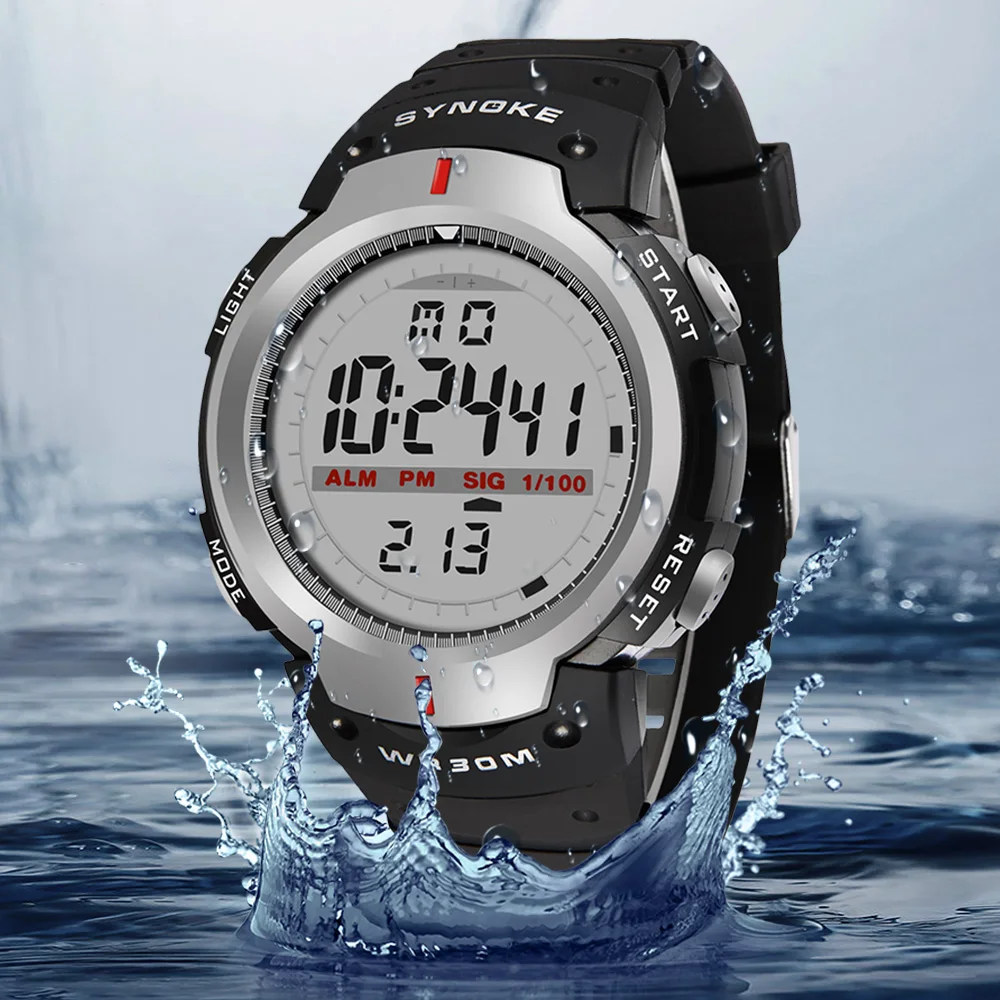 SYNOKE Digital Watch Outdoor Military  New For Men Fashion Retro Men Watch Sports Waterproof Men Watch Multifunctional Luminous