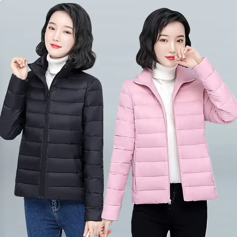 Full Zip Up Puffer Jacket Womens Winter Quilted Warm Down Coats Casual Windbreaker Padded Outwear Outdoor Cloth