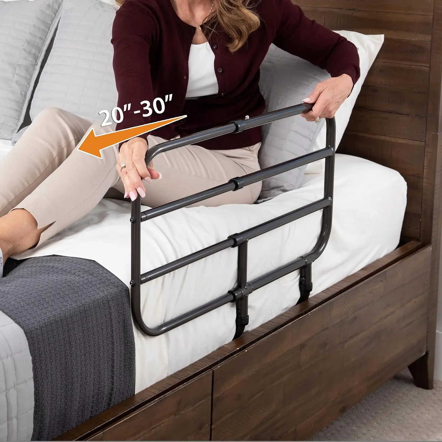 Able Life Bedside Extend-A-Rail, Adjustable Senior Bed Safety Railing and Stand Assist Grab Bar, Extendable Guardrail for Senior