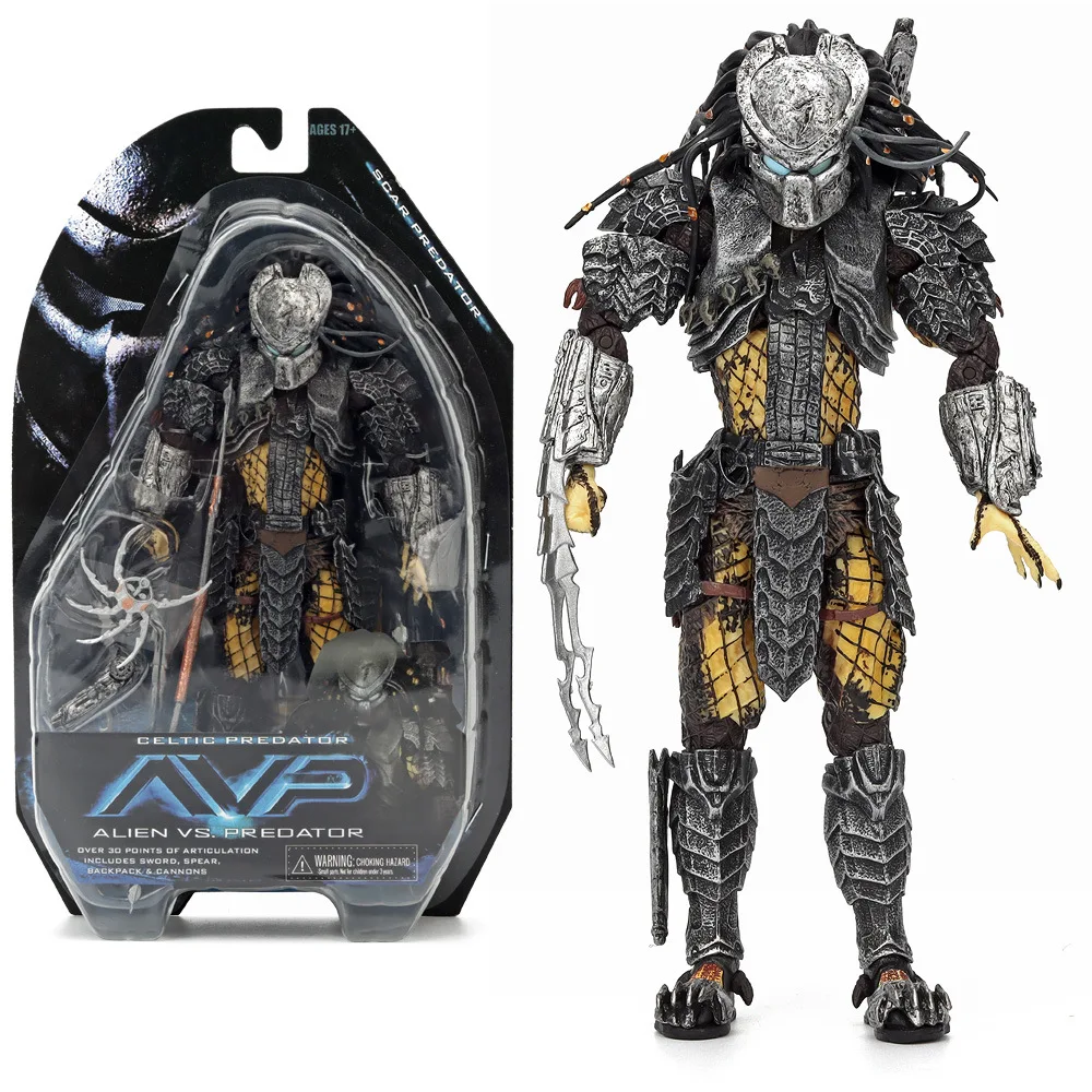 18 ซม.NECA Alien vs Predator Cat Face Celtic SCAR อะนิเมะคอลเลกชันตัวเลขการกระทํามือถือมือถือของเล่นชุดเครื่องประดับของขวัญ