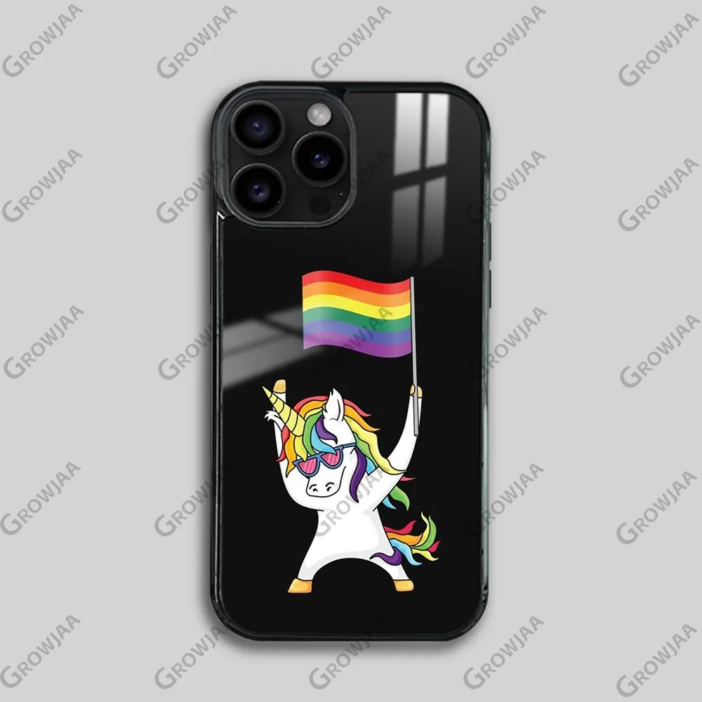 LGBT Rainbow Flag Gay Lesbian Phone Case For iPhone 16 15 14 13 12 11 Pro Max Plus Mini Magsafe Mirror Wireless Magnetic Cover