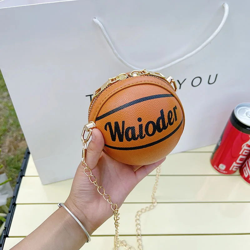 Bolsos cruzados de baloncesto de dibujos animados para niños, monedero para niñas, bolsos de cadena, bolso de hombro redondo pequeño para niños, moda para bebés