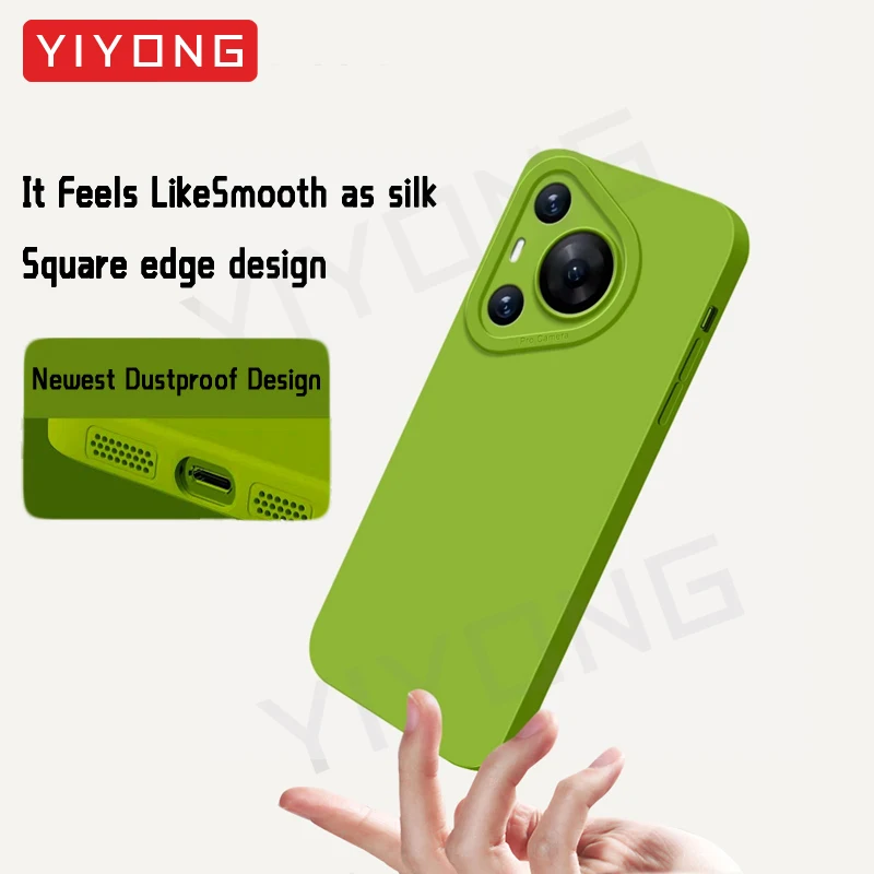 For Pura70 Pro Case YIYONG Square Liquid Silicone Soft Cover For Huawei Pura 70 80 Ultra P60 P70 P80 Pura80 Global Phone Cases