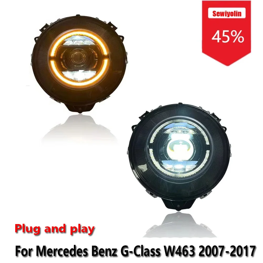 

Sewiyolin автомобильные светодиодные фары в сборе для Mercedes Benz G-Class W463 2007-2017 DRL тормозной указатель поворота Plug and Play