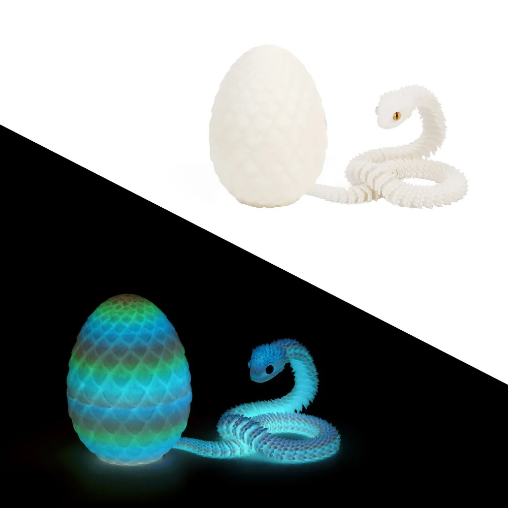 Creative 3D Printed Snake Toys Snake Egg All-in-one Molding Animal Simulation Model Candy Color Gradient Flower