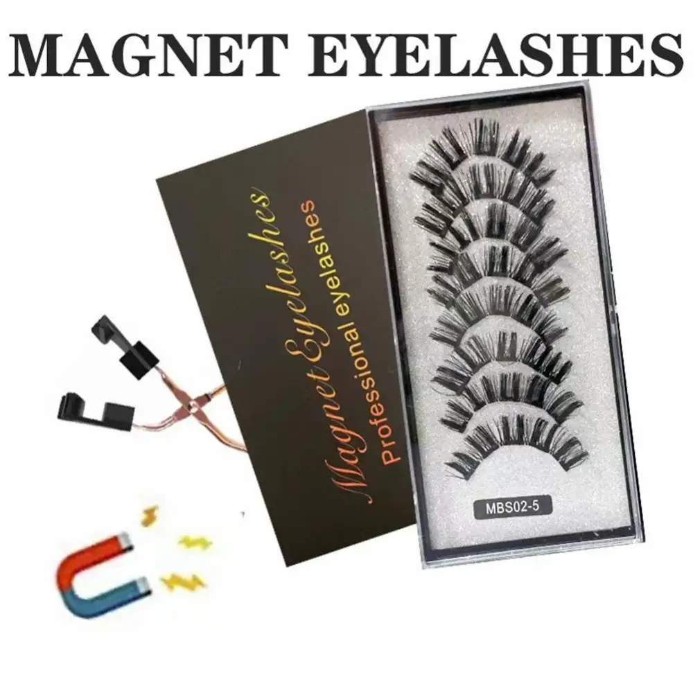 Magnets Natural Mink Eyelashes false eyelashes magnetic eyelashes  Handmade Artificial With Tweezer Makeup Set