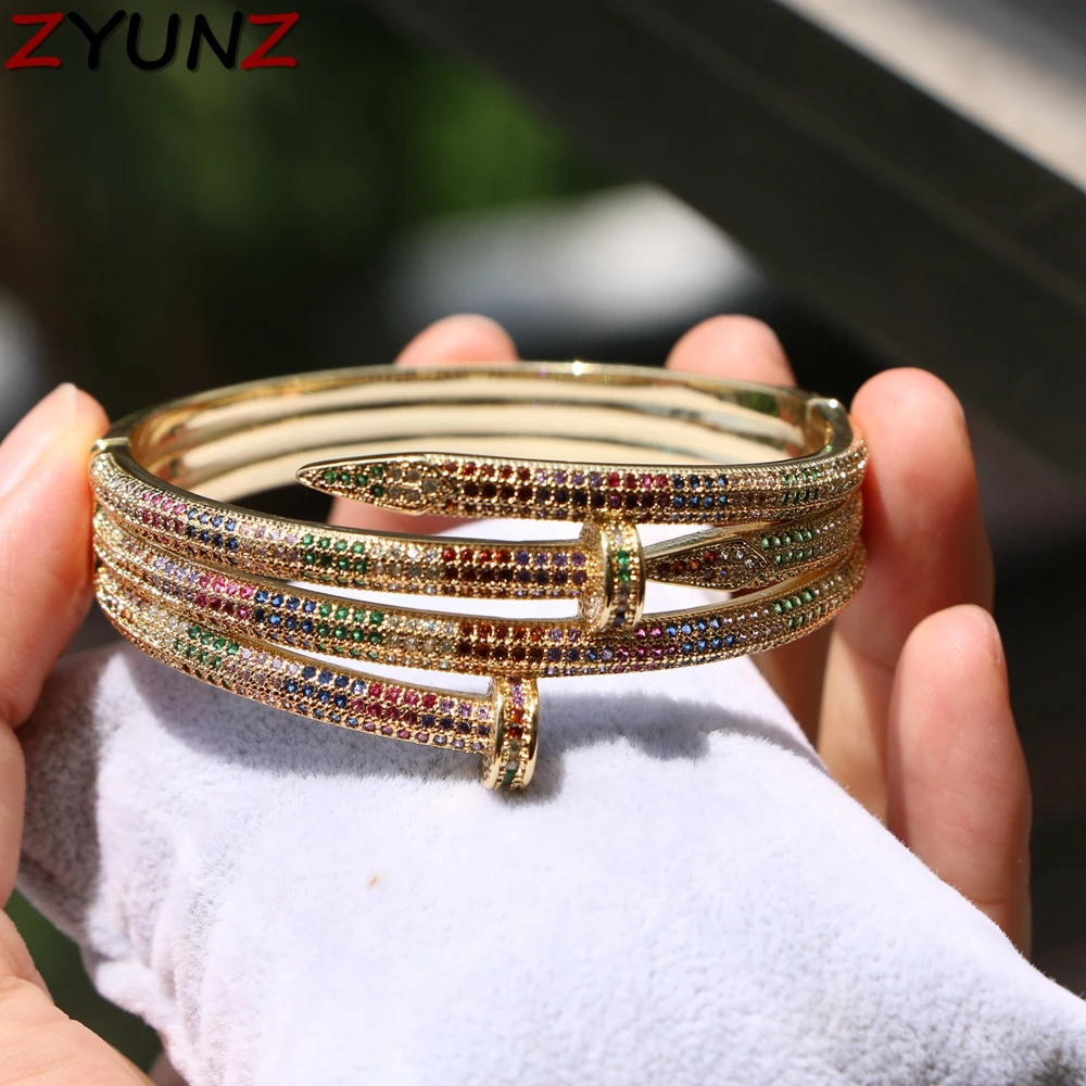 

3PCS, Trendy Luxury Stackable Bangle For Women Wedding Full AAA Cubic Zircon Crystal CZ Rainbow Bracelet Party Jewelry