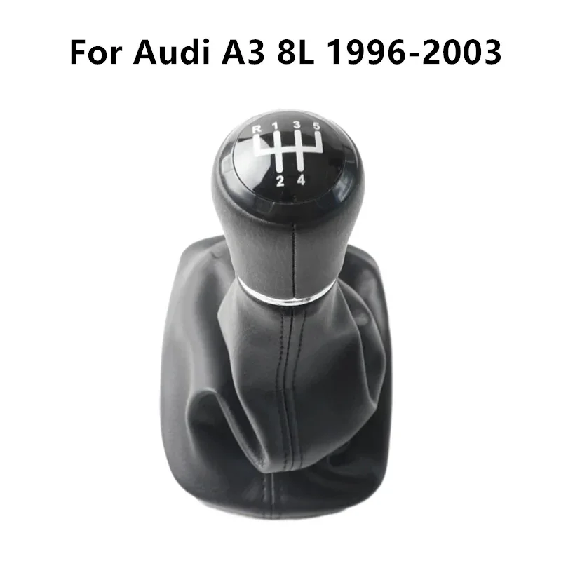 23mm Hole Car 5 Speed Gear Shift Knob for Audi A3 8L Since 1996-2003 Boot Cover 1997 1998 1999 2000 2001 2002