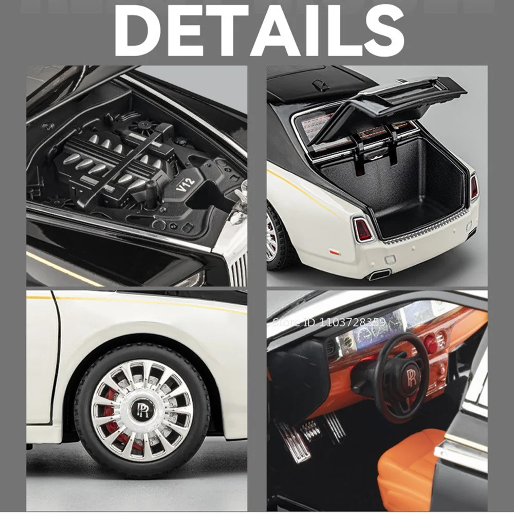 Maßstab 1:18 RS7 Rolls-royce Phantom-Auto-Spielzeugmodelle, Legierung, Druckguss, Stoßdämpfung, Türen, geöffnetes Soundlicht für Erwachsene und Kinder, Geschenke – Detail 37