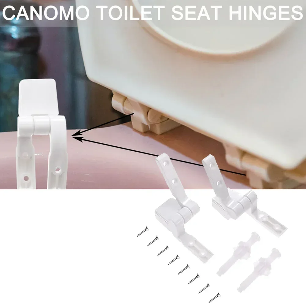 2 Sets  White Plastic Toilet For Seat Lid Hinge Replacement With Bolts Screw Nuts Toilet Holder Cover Ring Connection Assembly