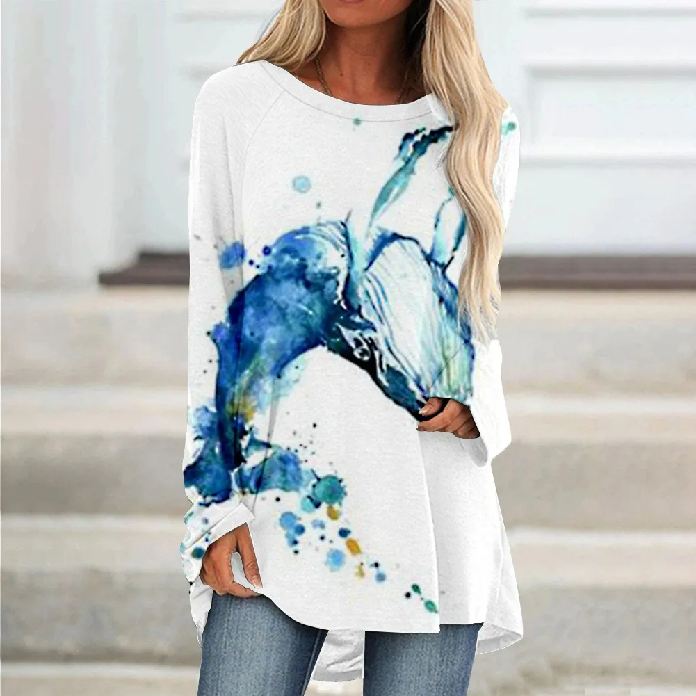 

Women's Autumn Long Sleeve T-Shirt Casual Relaxed Style,Simple Loose And Comfortable, 3D Printing Pattern Trend Casual Daily We