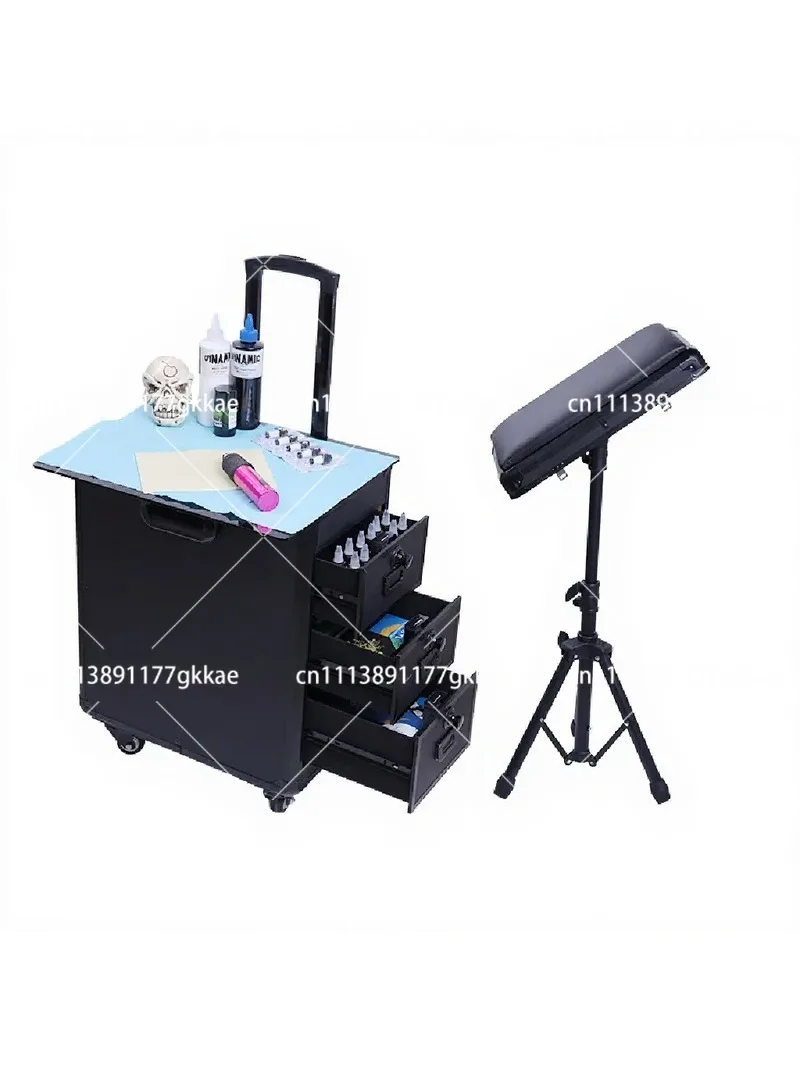 Tattoo Arm Rest Workbench Portable Trolley Case Display Rack Adjustable Holder for Beauty Salon