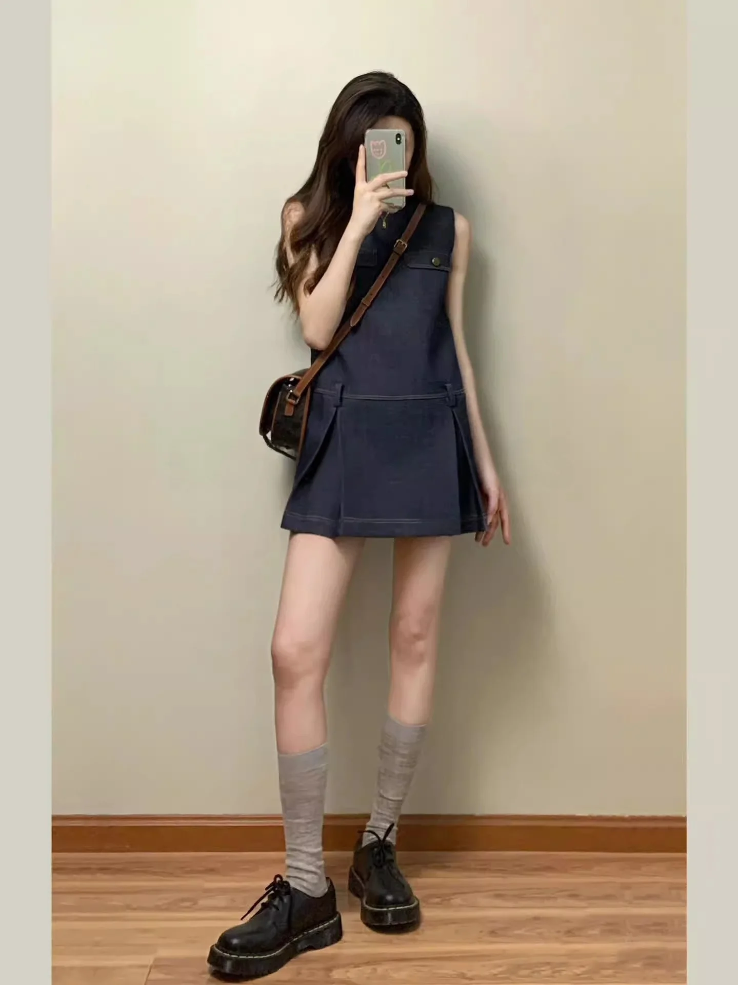 

Deep Blue Denim Dress Women's Summer Loose Elegant Slimming A-Line Short Skirt Rouje Kefss Brand plus Size Dresses