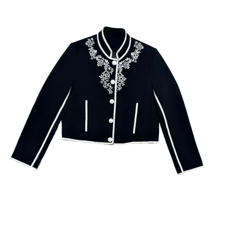 

24 New vintage style embroidered coat Short black coat chaquetas de invierno para mujer ofertas abrigo elegante mujer